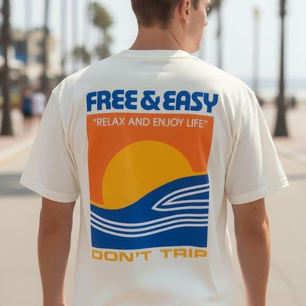 Free & Easy Cream Graphic Tee - Picture 2 of 2